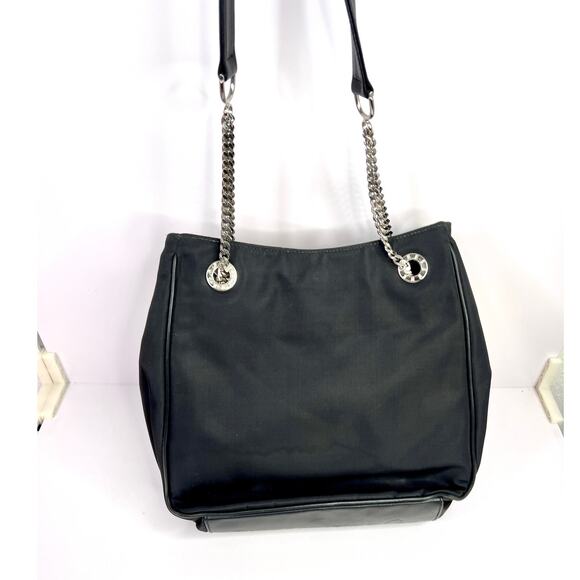 Vintage Paloma Picasso Shoulder Bag,'X' logo, black nylon/Leather, chain strap - Picture 13 of 14